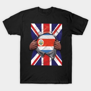 Costa Rica Flag Great Britain Flag Ripped - Gift for Costa Rican From Costa Rica T-Shirt